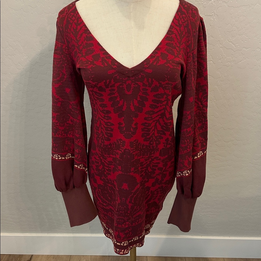 Free People Red Knit Mini Dress